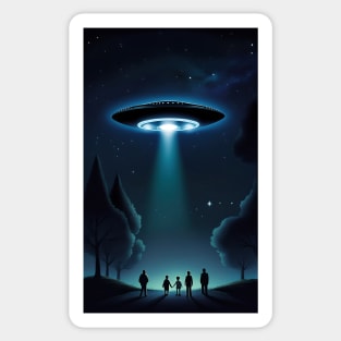 UFO Over Family Sticker